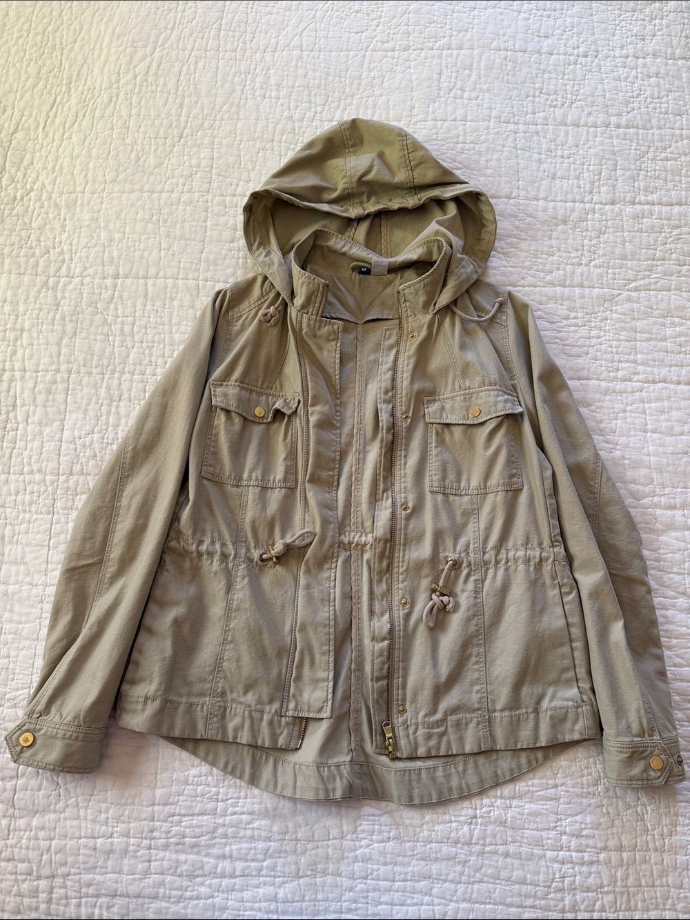 Divided by H&M Hooded Utility Jacket in Light Olive/Tan